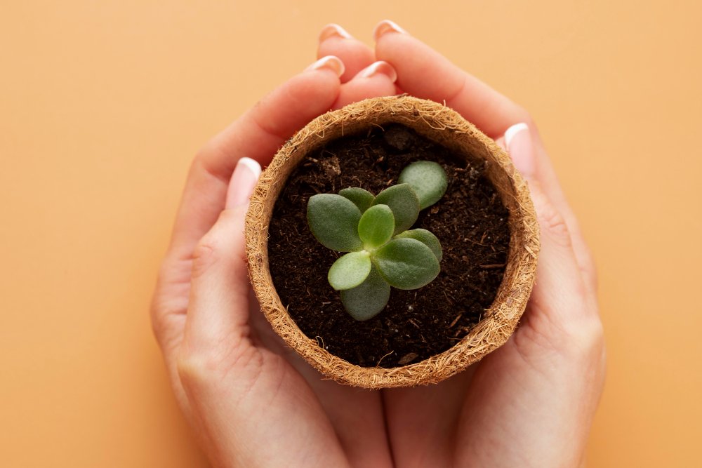 reconstruir la autoestima después de una ruptura - manos sosteniendo una planta
